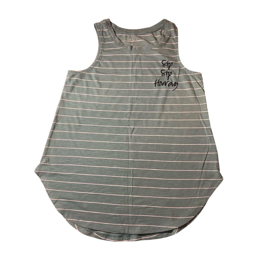 Zoe+Liv womens striped tank medium sip sip hoorah